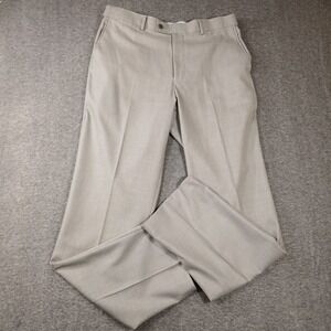 Louis Raphael Rosso Dress Pants Mens 34x34 Tan Flat Front Polyester Viscose